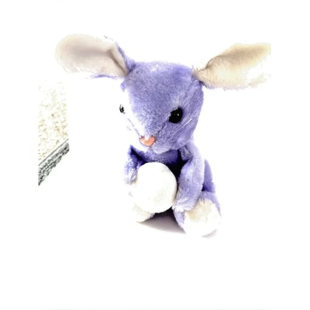 Dakin Purple Bunny Rabbit holding white Easter egg Vtg